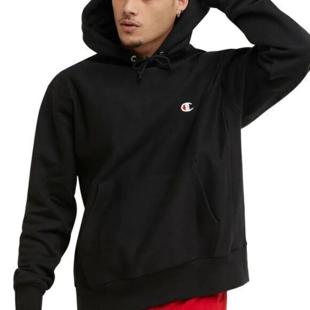 Champion Black Reverse Weave Pullover Hoodie C Logo Style GF68 Men's Size XS